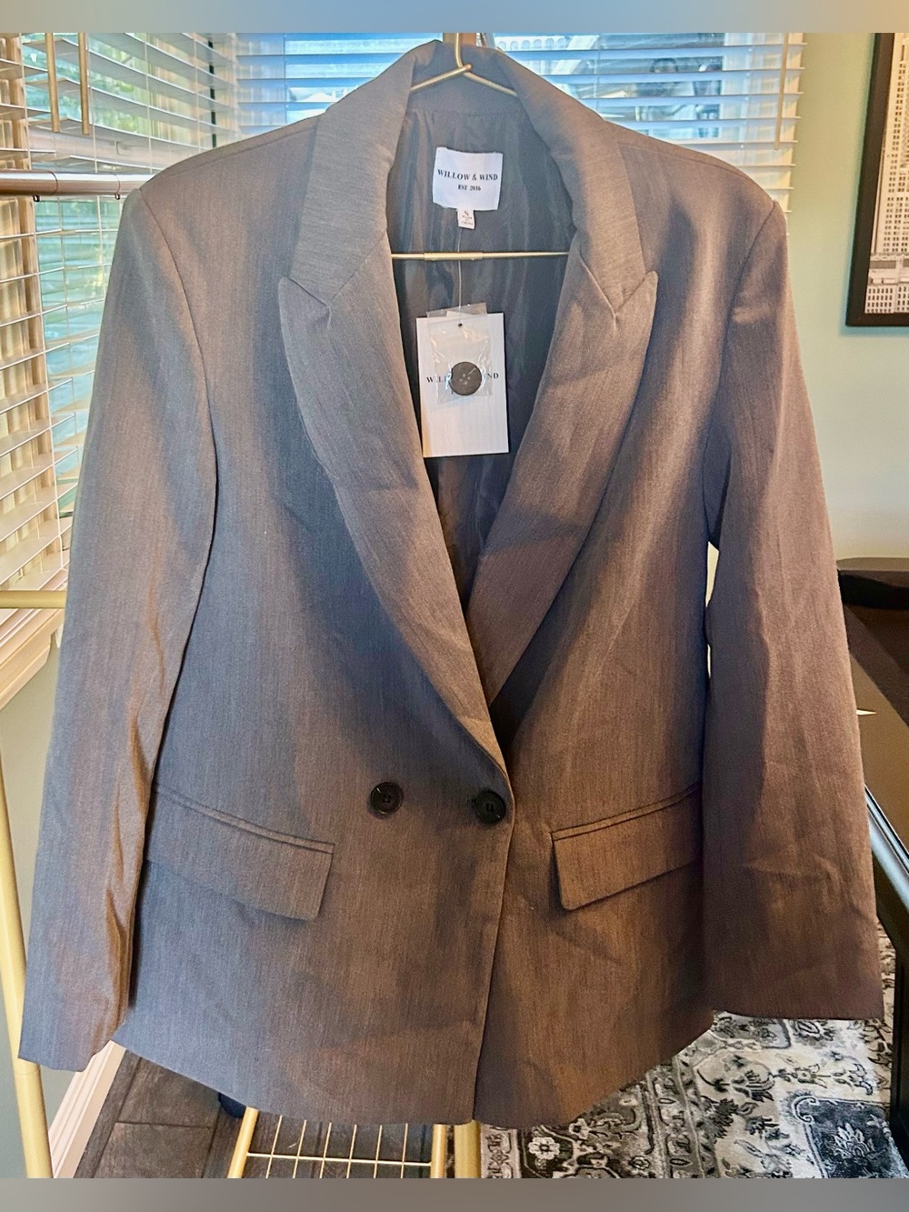 Willow & Wind Women's Double-Breasted Gray Blazer NWT size S